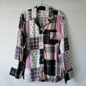 Victoria's Secret Women's Multicolor Plaid Flannel Patchwork Sleep Shirt Size XL